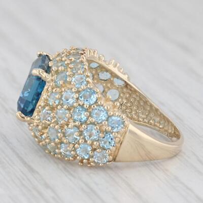 Gray 8.50ctw London Blue Topaz Pave Ring 14k Yellow Gold Size 7.25 Cocktail