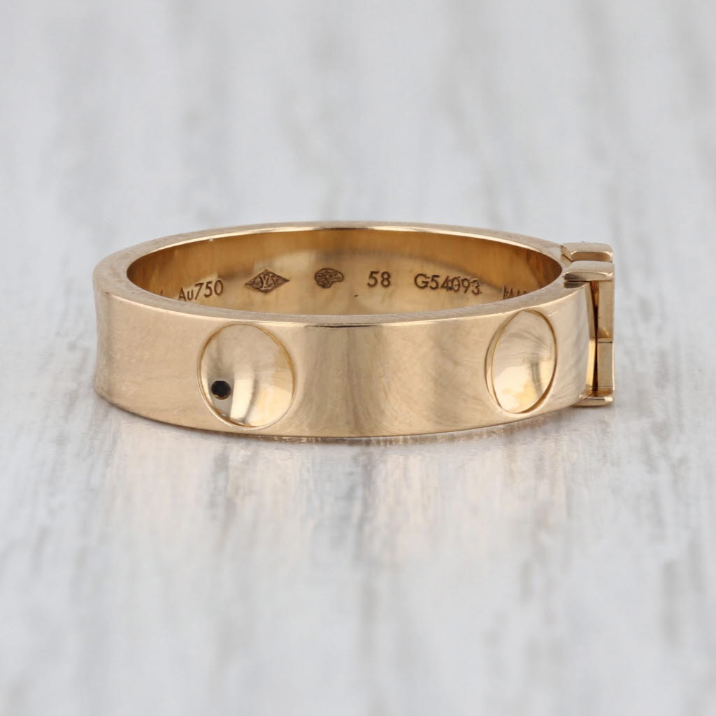Louis Vuitton Empreinte LV Band Ring 18k Yellow Gold Size 8.5 58 Stackable