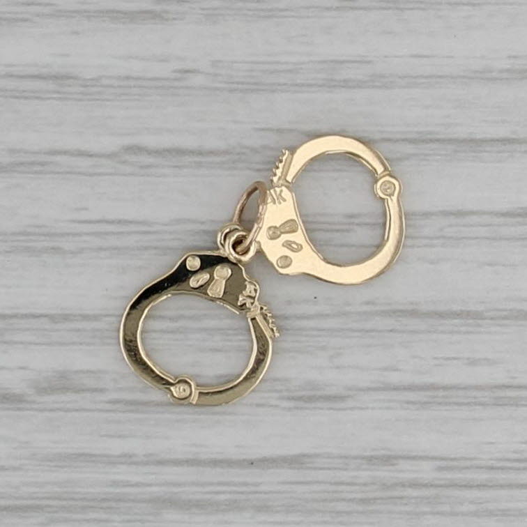 Handcuffs Charm 14k Yellow Gold Small Drop Pendant