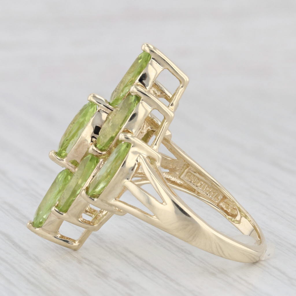 Light Gray 5.75ctw Green Peridot Cluster Cocktail Ring 10k Yellow Gold Size 6.25