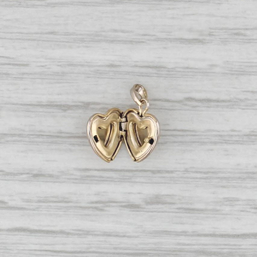 Small Heart Picture Locket Pendant 14k Yellow Gold Opens