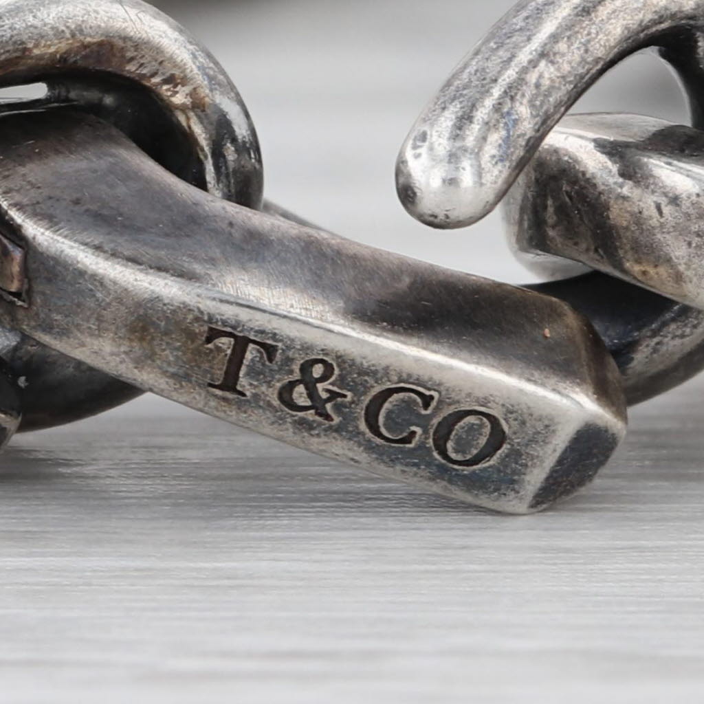 Tiffany Forged Medium Link Blackened Silver Bracelet Sterling 6.75" 10mm