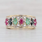 Light Gray 1.42ctw Sapphire Ruby Emerald Diamond Ring 14k Yellow Gold Size 7