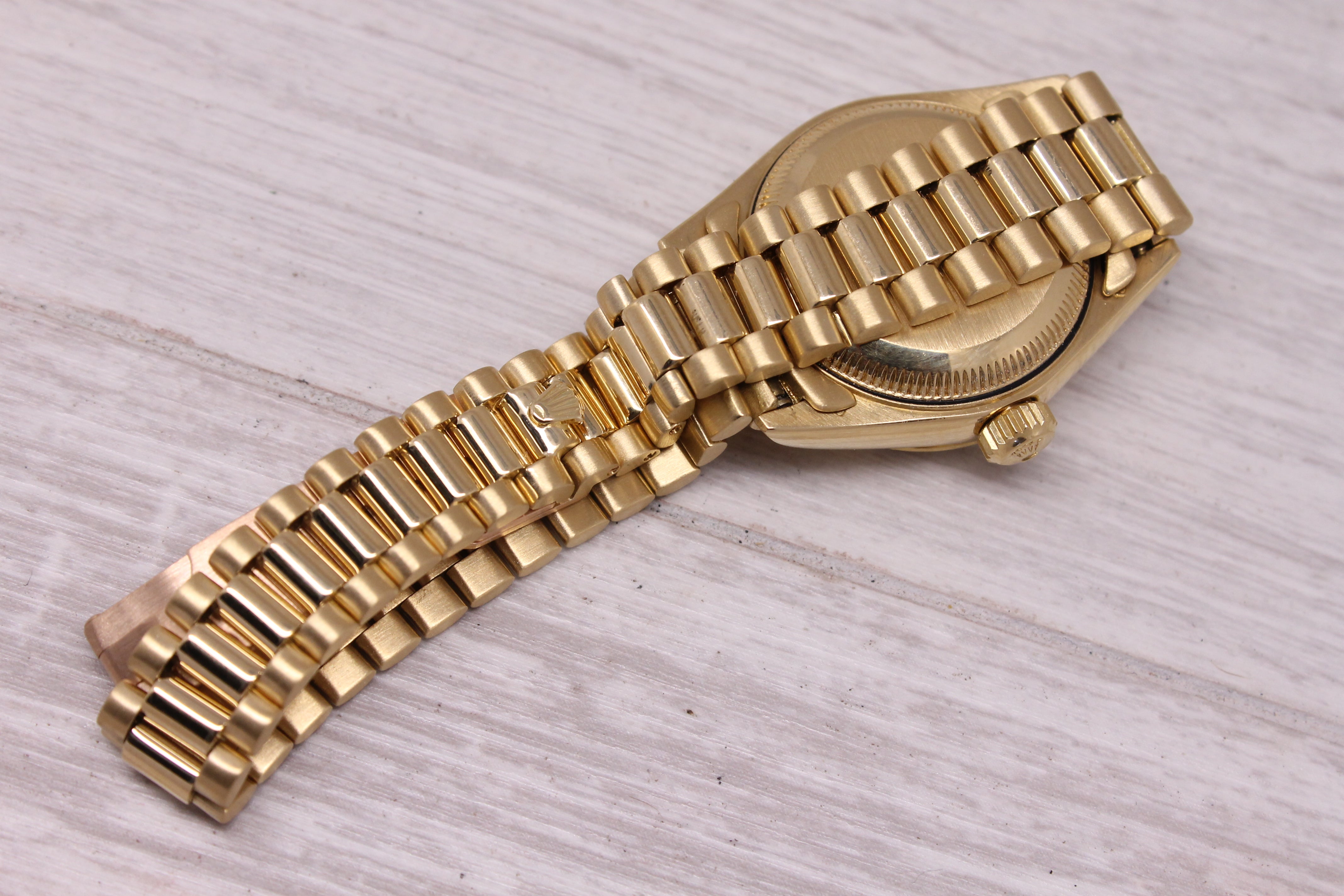 Vintage 1985 Rolex Datejust 69178 Ladies 26mm 18k Yellow Gold President Watch