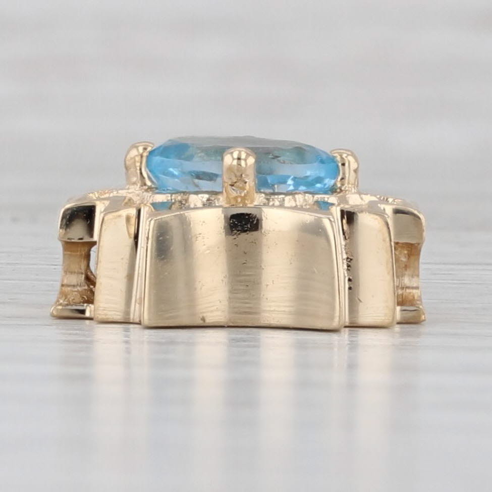 Goldman Kolber 1ct Blue Topaz Slide Bracelet Charm 14k Gold Oval Solitaire