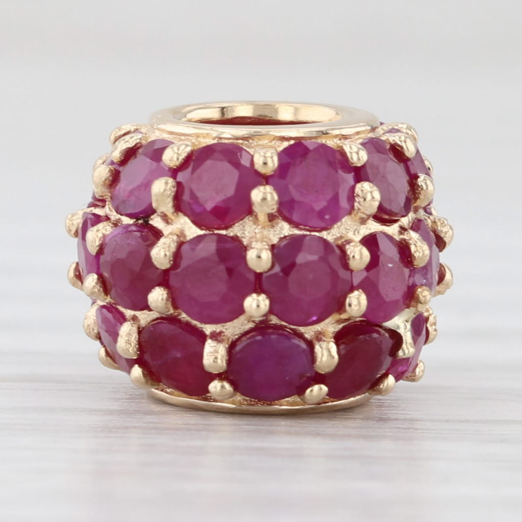 Light Gray 3.60ctw Ruby Cluster Bead Charm Slide Pendant 14k Yellow Gold