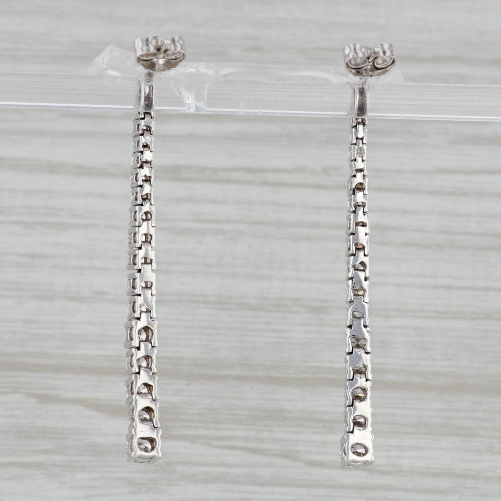 Gray New 1.55ctw Graduated Diamond Journey Earrings 14k White Gold Pierced Drops