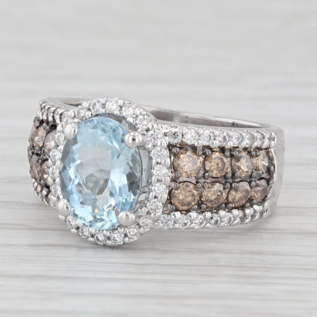 Light Gray Le Vian Aquamarine Diamond Halo Ring 14k White Gold Size 6.75