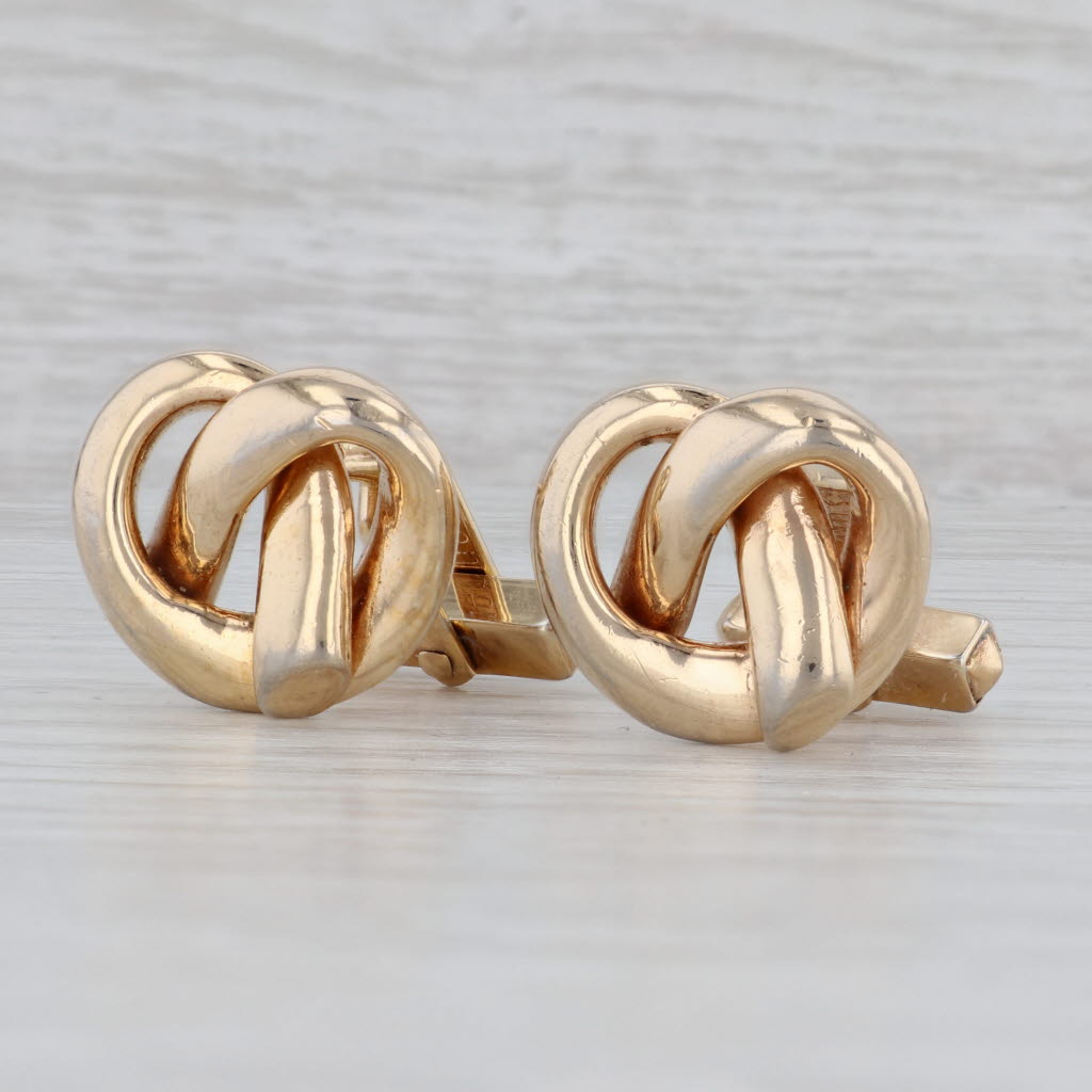 Gray Vintage Pretzel Knot Cufflinks Gold Plated Swank Men's Suit Accessories