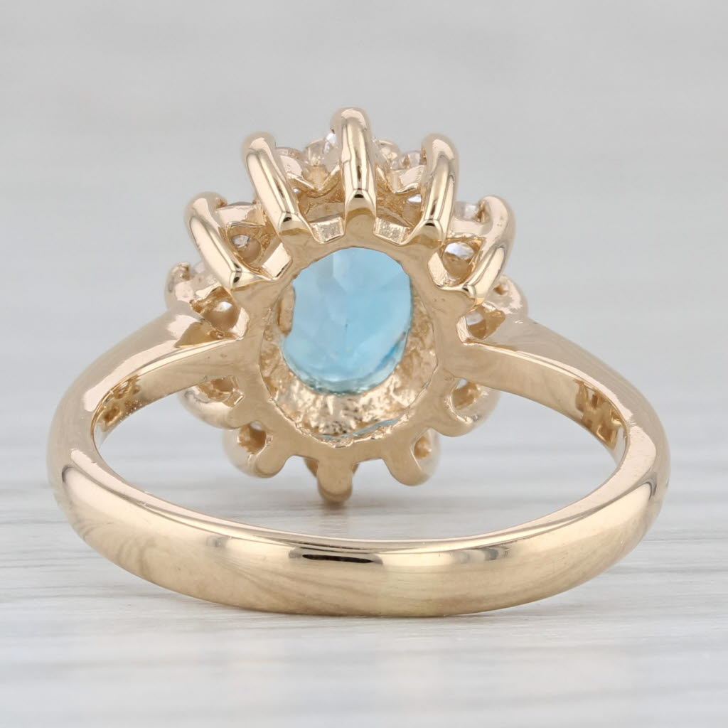 Gray 2.10ctw Blue Topaz Diamond Halo Ring 14k Yellow Gold Size 6.25