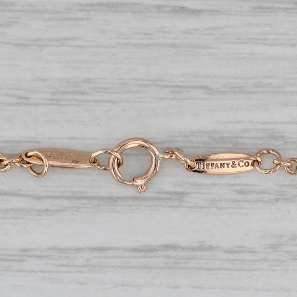 Gray Tiffany & Co Cable Chain Heart Charm Bracelet 18k Rose Gold 7.5" 2mm