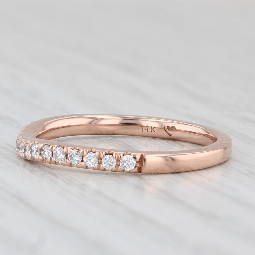 Light Gray 0.23ctw Diamond Contoured Wedding Band 14k Rose Gold Size 7 Stackable Ring