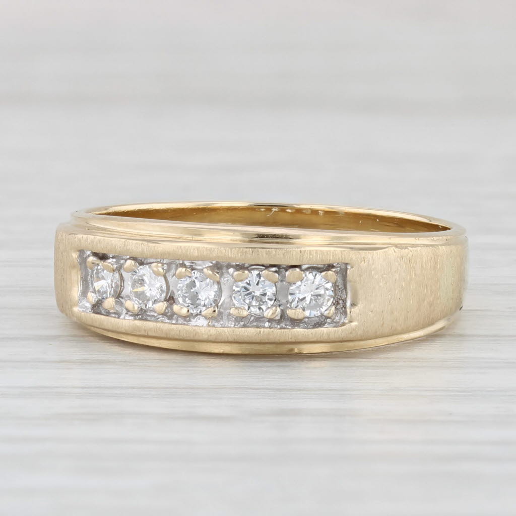 Light Gray 0.25ctw Diamond Ring 14k Yellow Gold Size 9.5 Men's Wedding Band