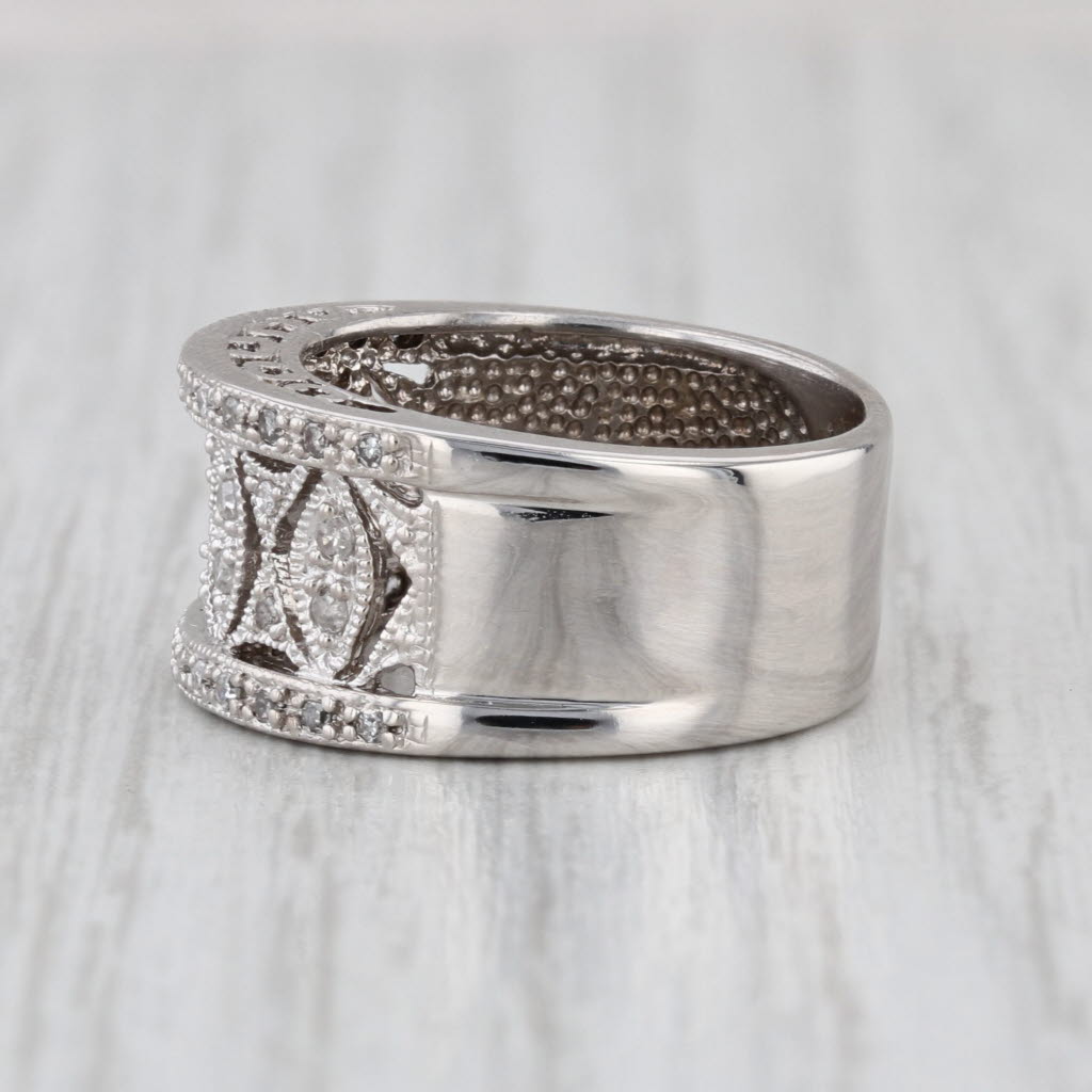 0.16ctw Diamond Ring 14k White Gold Ring 5.75 Wide Band