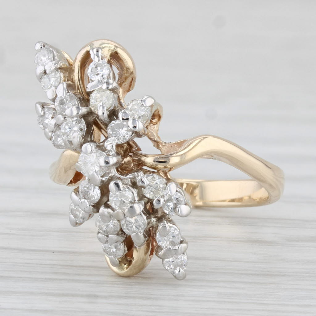 Light Gray 0.45ctw Diamond Cluster Ring 14k Yellow Gold Size 5.5