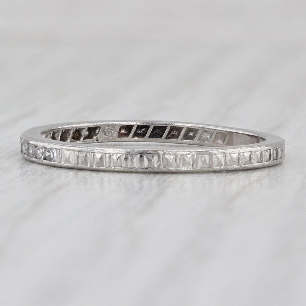 Art Deco Traub 0.15ctw Diamond Wedding Band Platinum Size 8 Stackable Ring