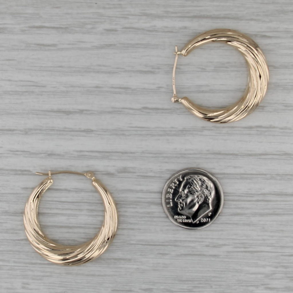 Woven Hoop Earrings 14k Yellow Gold Snap Top Hoops