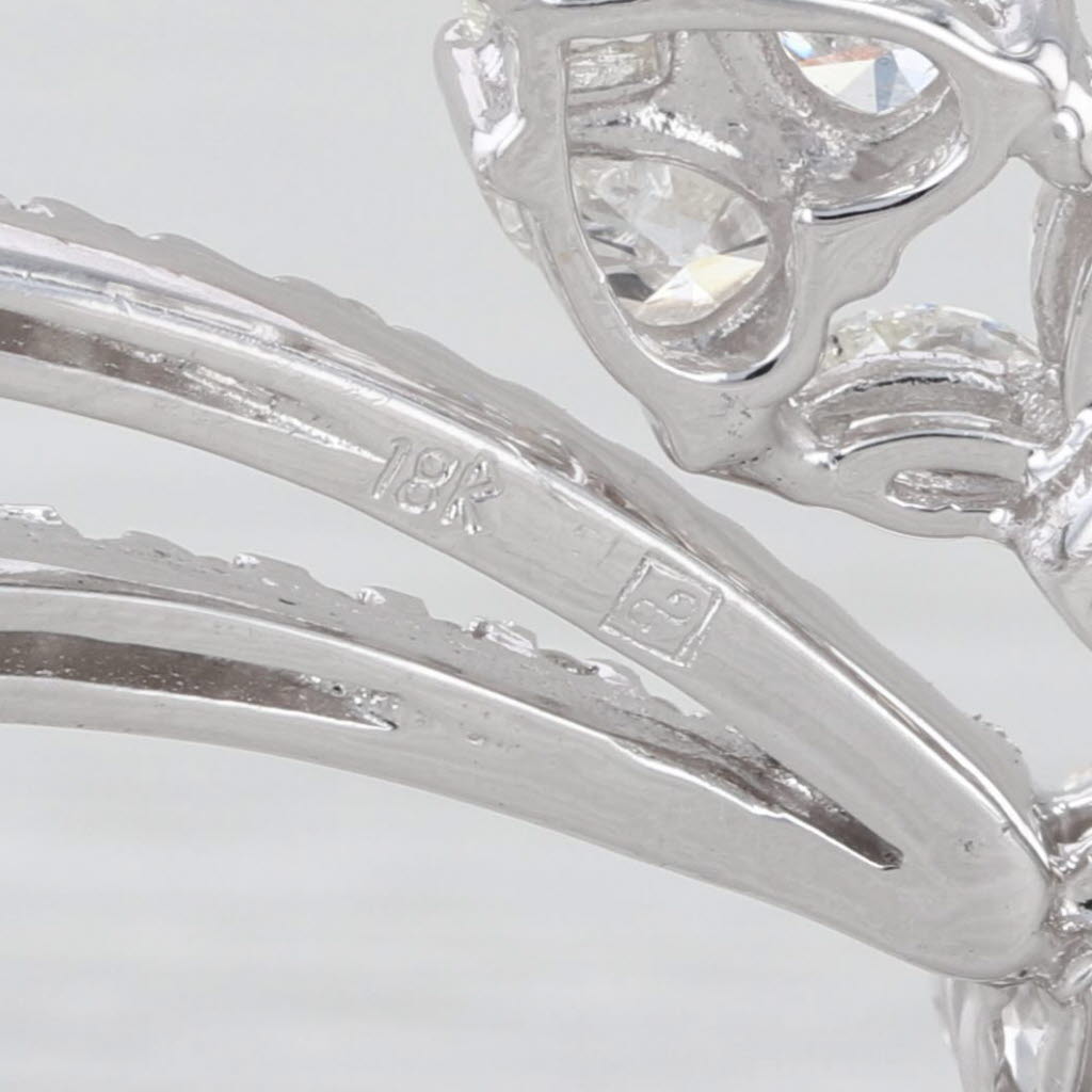 2.15ctw Diamond Teardrop Bypass Bracelet 18k White Gold 6.75" Hinged