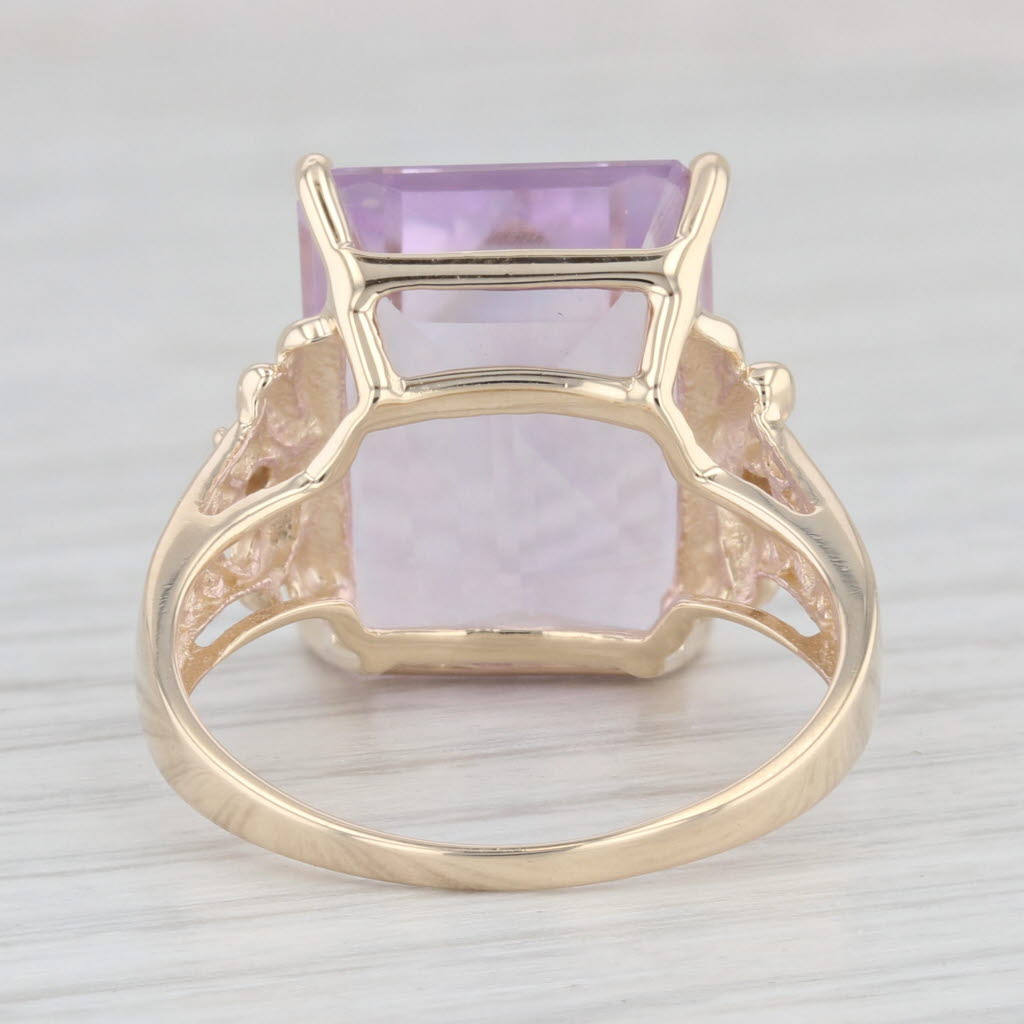 Light Gray 12.02ctw Emerald Cut Amethyst Diamond Ring 10k Yellow Gold Size 8.25 Cocktail