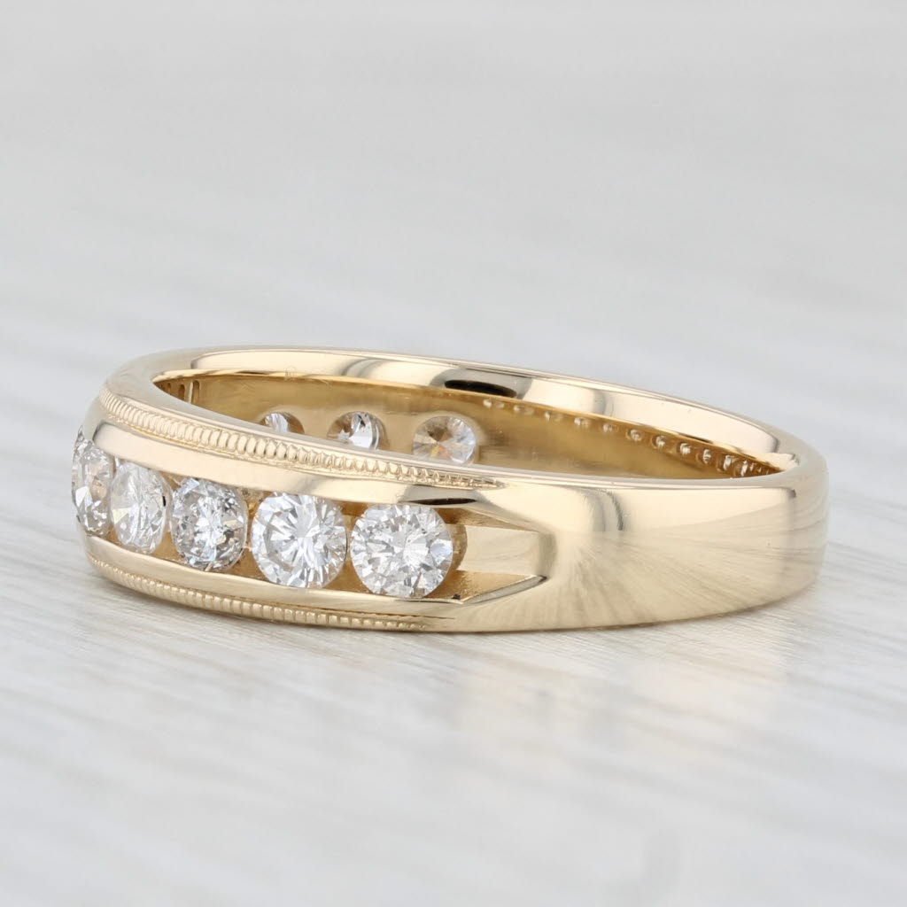 Light Gray 0.84ctw Diamond Wedding Band 14k Yellow Gold Size 7.5 Stackable Ring