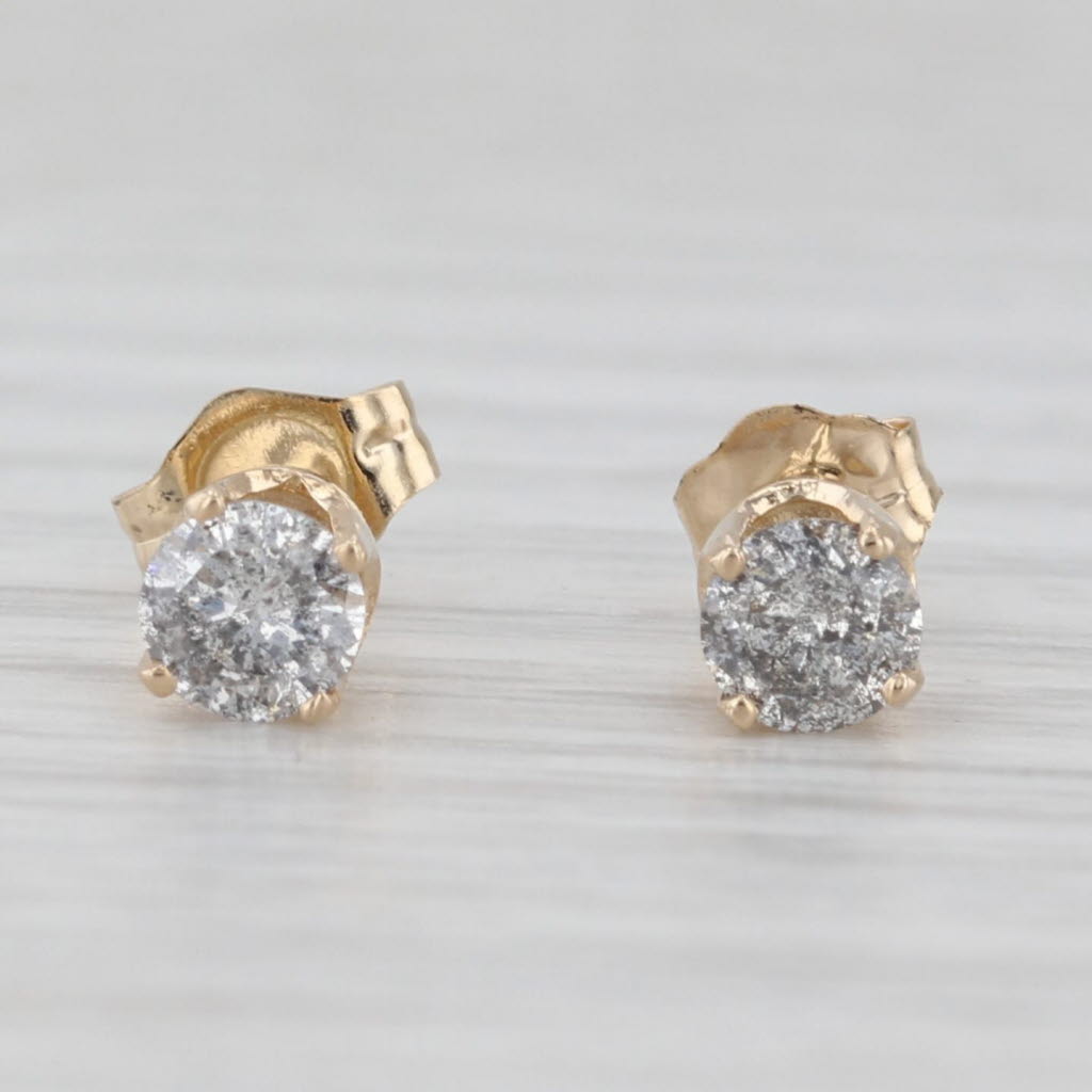 Light Gray 0.38ctw Diamond Stud Earrings 14k Yellow Gold Round Solitaire Studs