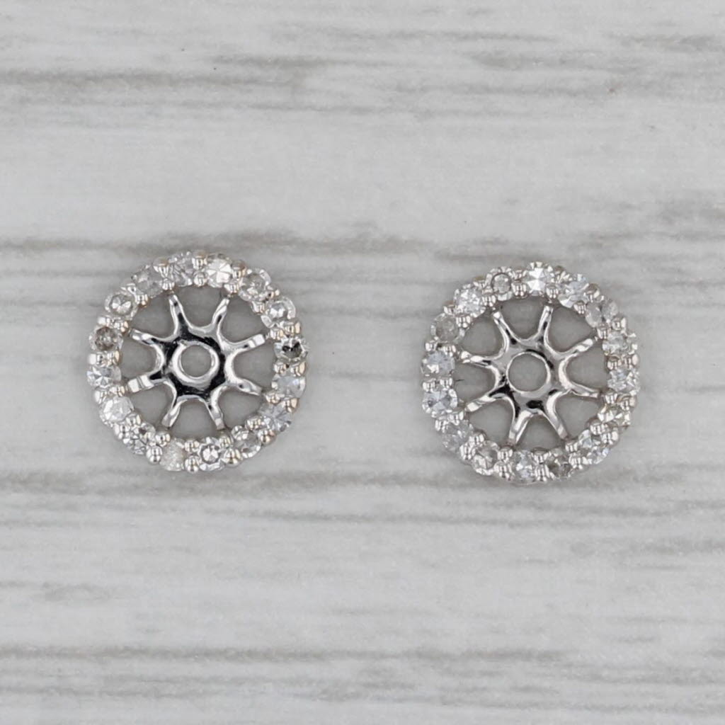 Gray 0.15ctw Diamond Earring Enhancer Jackets for Stud Earrings 14k White Gold