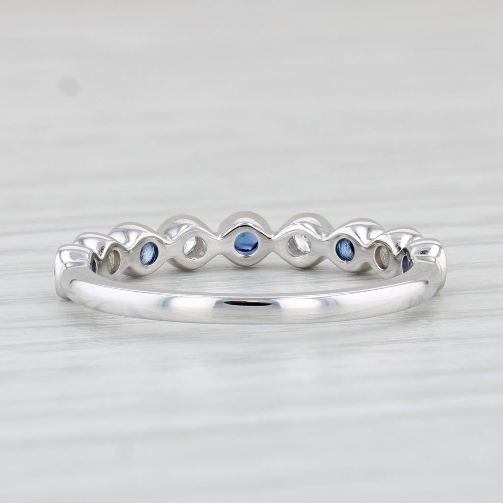 Light Gray New .32ctw Sapphire Diamond Stackable Ring 14k White Gold Size 7 Stacking Band