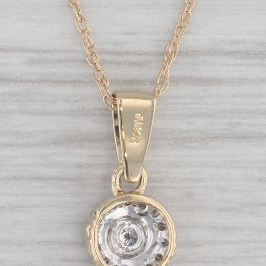 Gray 0.50ctw Diamond Halos Journey Pendant Necklace 14k Yellow Gold 19.25" Rope Chain