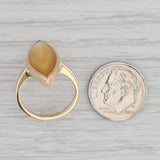 Cellini Mother of Pearl Navette Ring 14k Yellow Gold Size 5.5 Cabochon Solitaire