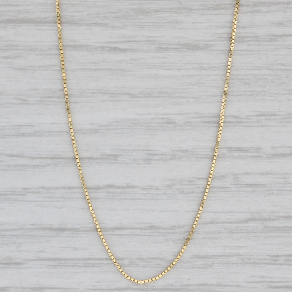 Gray 16" Box Chain Necklace 14k Yellow Gold 0.6mm