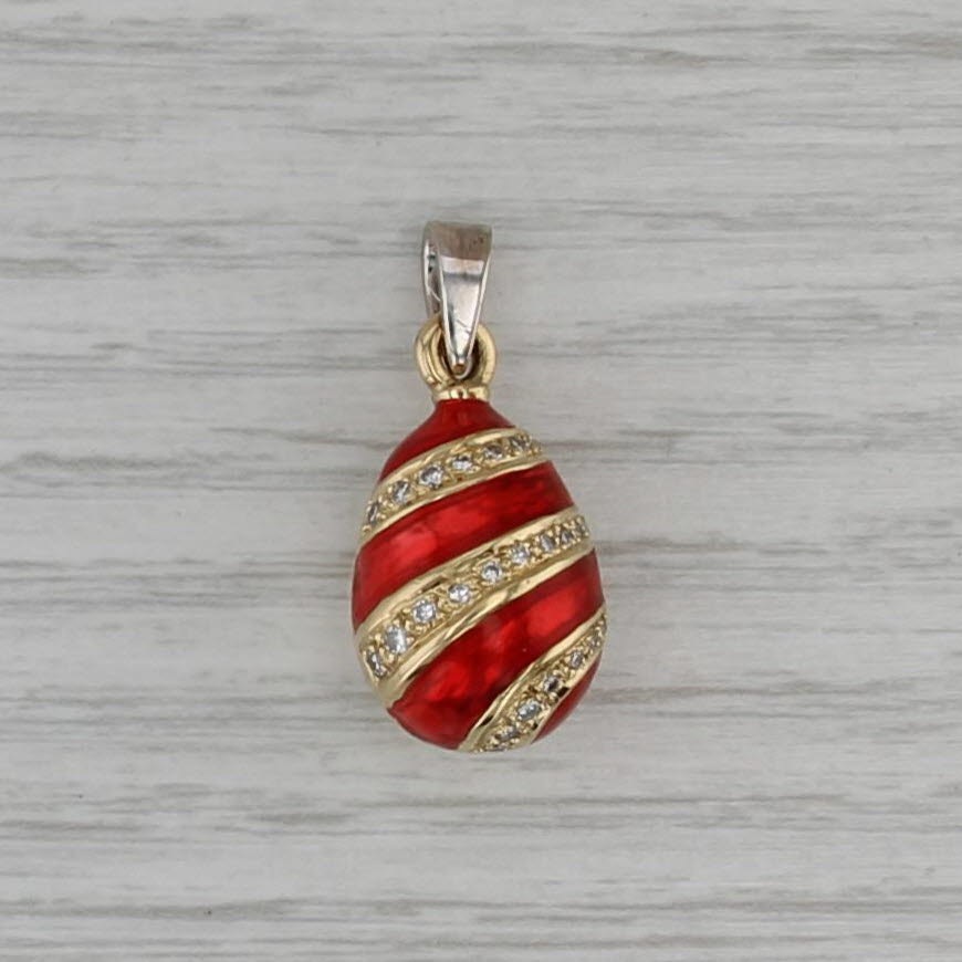 0.19ctw Diamond Egg Pendant 18k Yellow Gold Resin