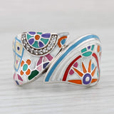 Belle Etoile Resin Mosaic Cubic Zirconia Ring Sterling Silver Bypass Statement