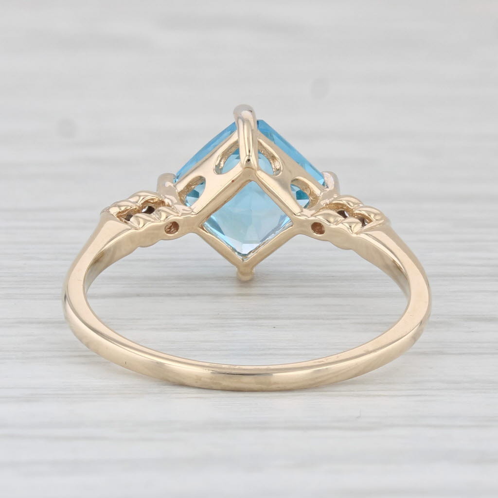 Light Gray 1.85ct Princess Blue Topaz Diamond Ring 10k Yellow Gold Size 7.25