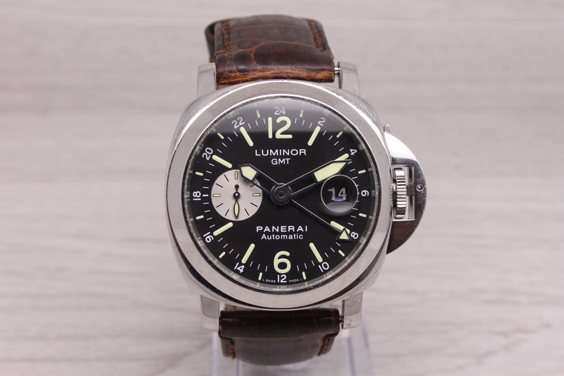 Panerai Luminor GMT PAM88 PAM 00088 Mens 44mm Steel Automatic Watch Box Papers