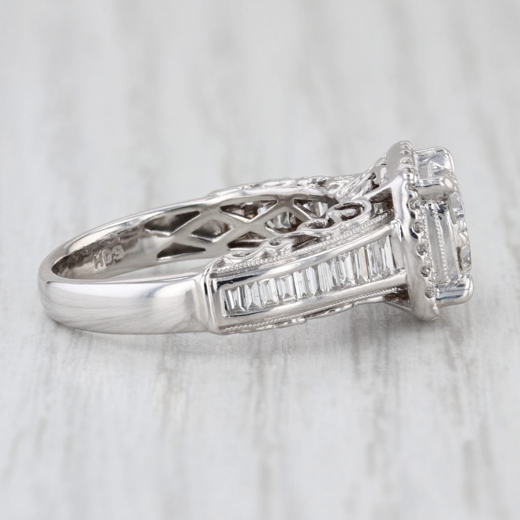 1.15ctw Diamond Halo Engagement Ring 10k White Gold Size 7.75