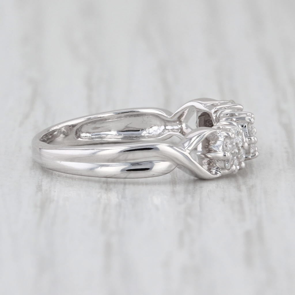 0.27ctw Diamond Flower Clusters Ring 14k White Gold Size 6 Stackable Bridal