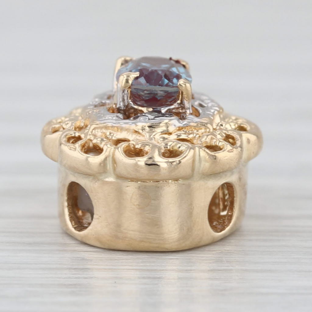 Richard Klein Lab Created Alexandrite Diamond Slide Bracelet Charm 14k Gold