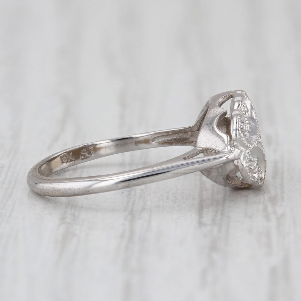 Vintage Diamond Princess Ring 10k White Gold Size 6.25