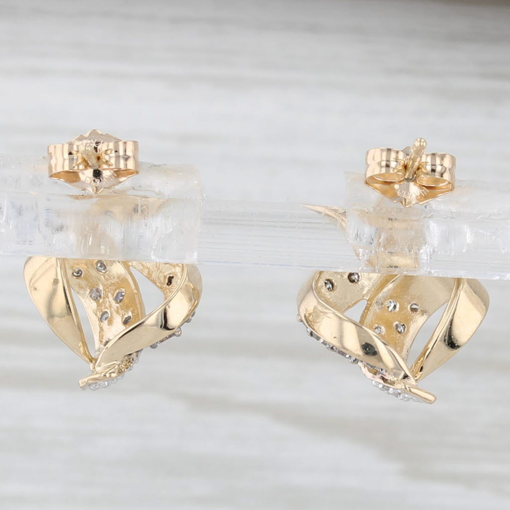 Light Gray 0.24ctw Champagne White Diamond Swirl Stud Drop Earrings 14k Yellow Gold