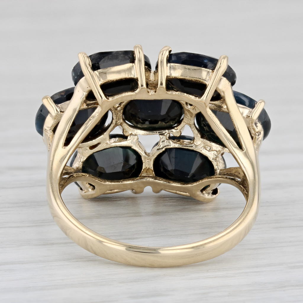 Light Gray 12.50ctw Black Sapphire Cluster Ring 10k Yellow Gold Size 8.25 Cocktail