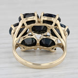 12.50ctw Black Sapphire Cluster Ring 10k Yellow Gold Size 8.25 Cocktail