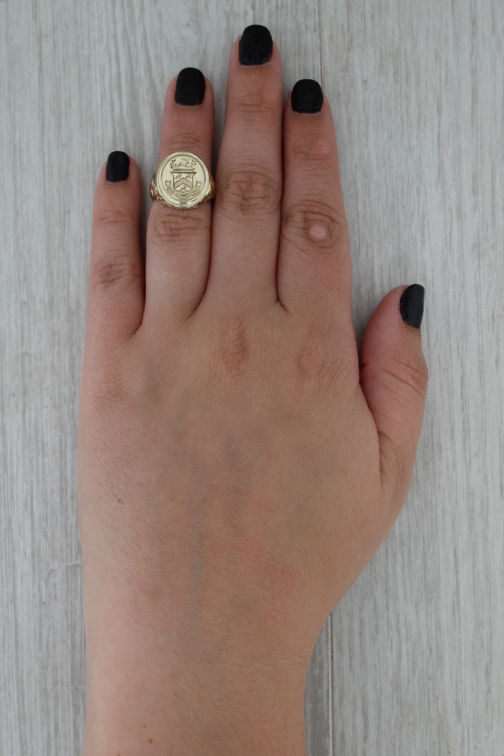 Vintage Family Crest Signet Ring 14k Gold Nos Nostraque deo We & Ours to God