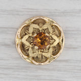 0.75ct Citrine Flower Slide Charm Bracelet 14k Yellow Gold Vintage