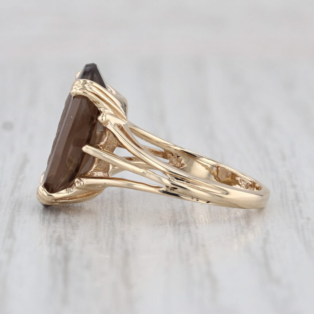 5.20ct Smoky Quartz Oval Solitaire Ring 10k Yellow Gold Size 5.25