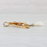 Vintage Baroque Pearl Flower Pendant 14k Yellow Gold Floral Lariat