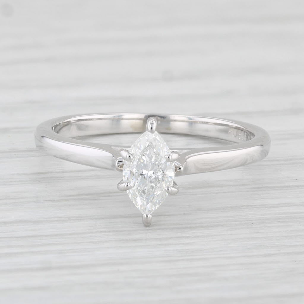 Light Gray 0.46ctw VS2 Marquise Diamond Solitaire Engagement Ring 14k White Gold Size 6.25