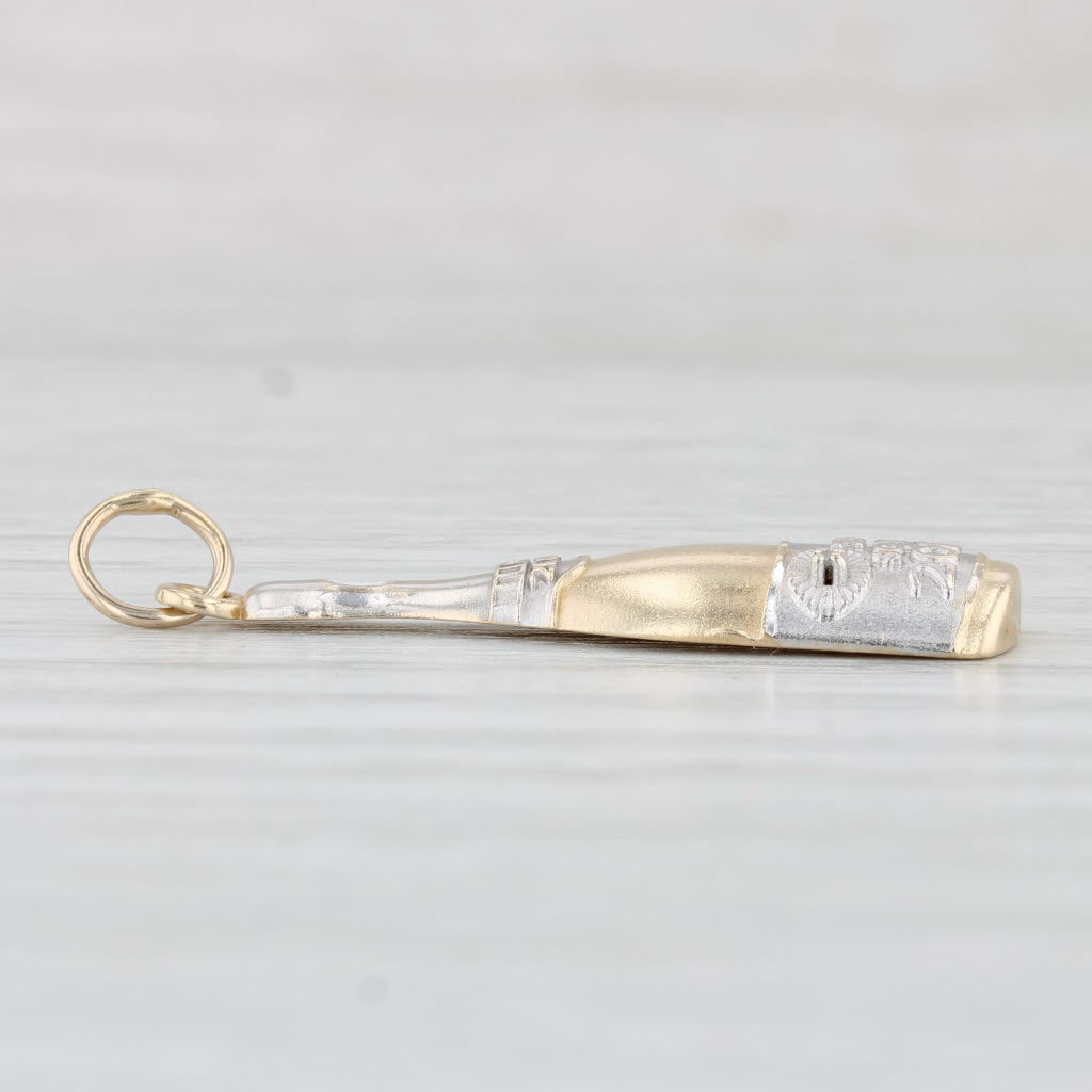 Light Gray Times Square 2000 Champagne Bottle Charm 14k Gold Pendant Diamond Accent