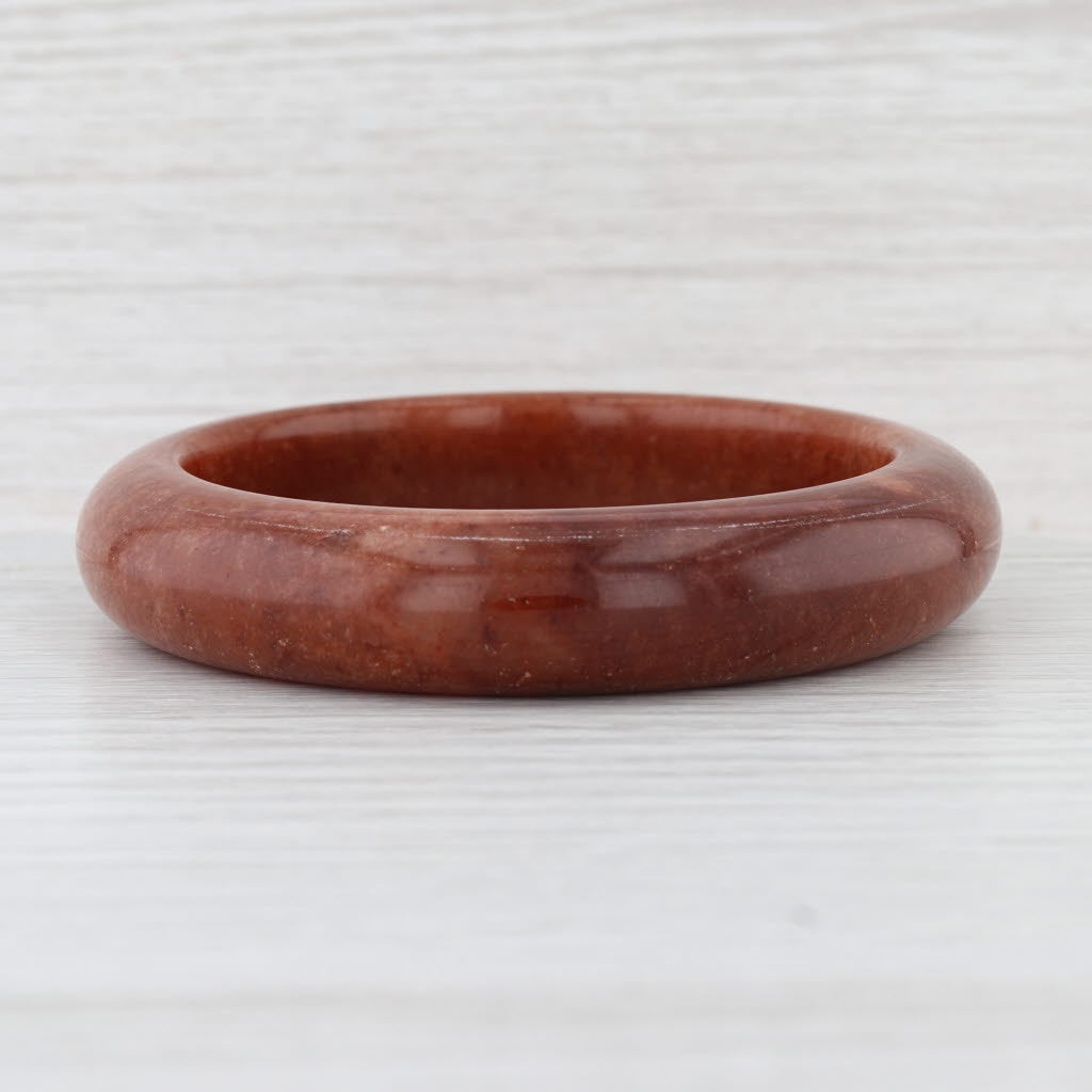 Brown Jadeite Jade Bangle Bracelet 7.25” 15mm Stackable Statement