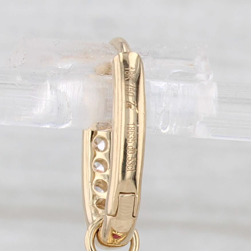 Light Gray Gem Zar 2.62ctw Ruby Diamond Halo Convertible Hoop Charm Earrings 18k Gold