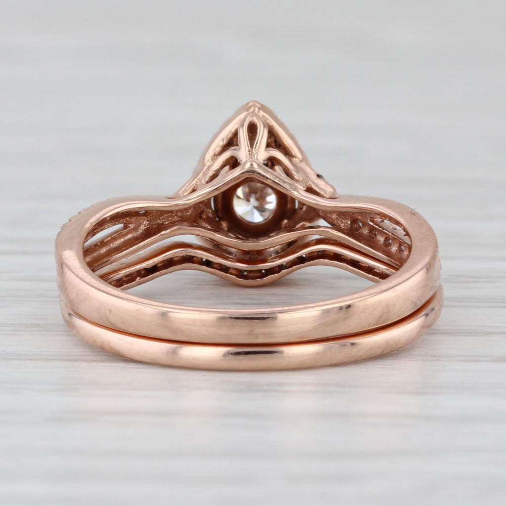 0.39ctw Diamond Halo Engagement Ring Wedding Band 10k Rose Gold Size 7 Bridal